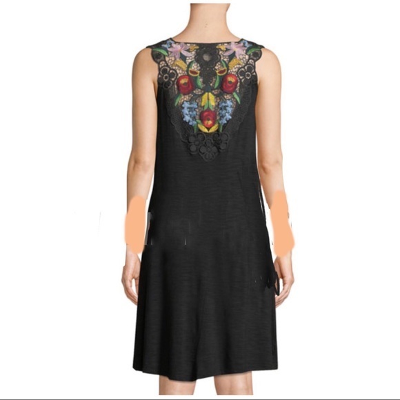 Neiman Marcus Cowl-Neck Embroidered Mini Dress Med - Picture 2 of 4